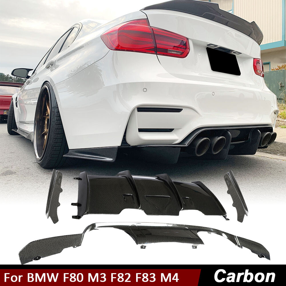 For BMW F80 M3 F82 F83 M4 2014-2019 REAL CARBON Rear Bumper Diffuser Lip Spoiler