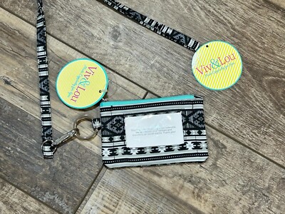 Viv&Lou Black & White Aztec ID Case, removeable  Lanyard-new with tags