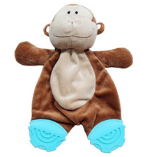 Koala Baby Lovey Security Plush Rattle Teether Brown Tan Blue Monkey