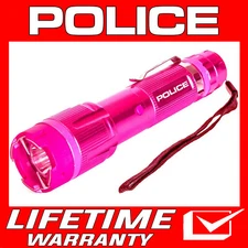 POLICE Stun Gun 1159 700 BV Heavy Duty Metal Rechargeable LED Flashlight Pink
