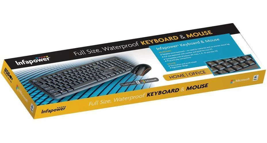 Wired Keyboard and Mouse Deskset, Black - INFAPOWER - Image 2 of 3