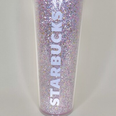 NWT 2024 STARBUCKS Pink & Silver Glitter Cold Cup Tumbler 24 oz
