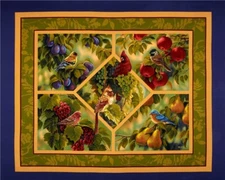 Wild Wings Birds Sanctuary - Wall hanging Quilt Top Panel Cotton Fabric