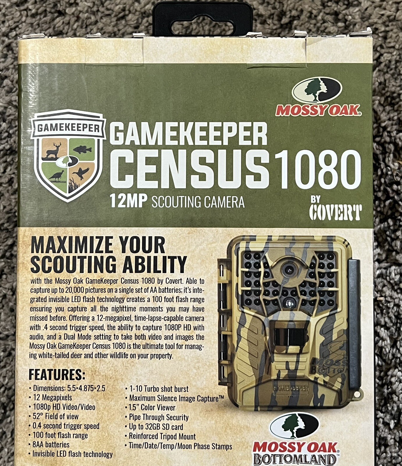Covert CO5342 Mossy Oak Gamekeeper Census 1080 12MP Scouting Camera
