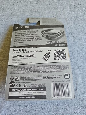 2013 Hot Wheels TOYOTA AE-86 COROLLA White 23/250 LITTLE BEND