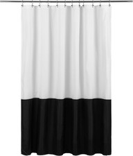 Waterproof Fabric Shower Curtain Liner - 72"W x 72"L Pack of 1 Black/White