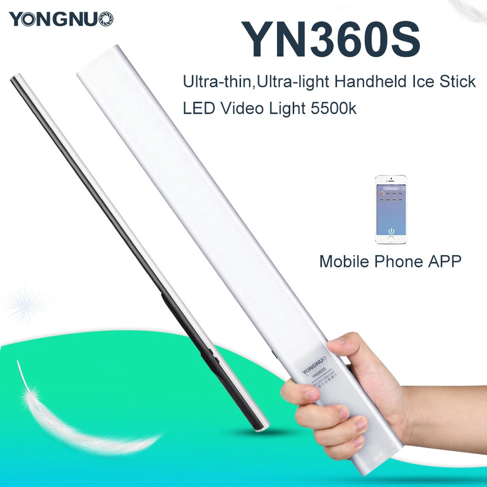YONGNUO YN360S Ultra-thin Handheld Ice Stick LED Video Light Bi-Color 3200-5500K - Image 2 of 4