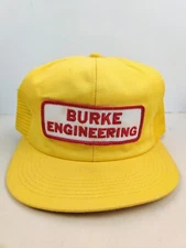 Vintage K Brand USA MADE Burke Engineering Patch Trucker Hat Snapback Cap