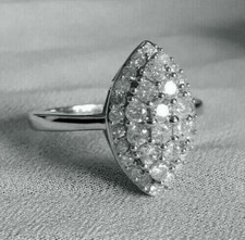 2CT Round Cut Lab-Created Diamond 14K White Gold Plated Engagement Cluster Ring