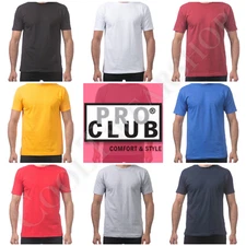 New PRO CLUB Men Comfort Plain Crew Neck Short Sleeves T-Shirt