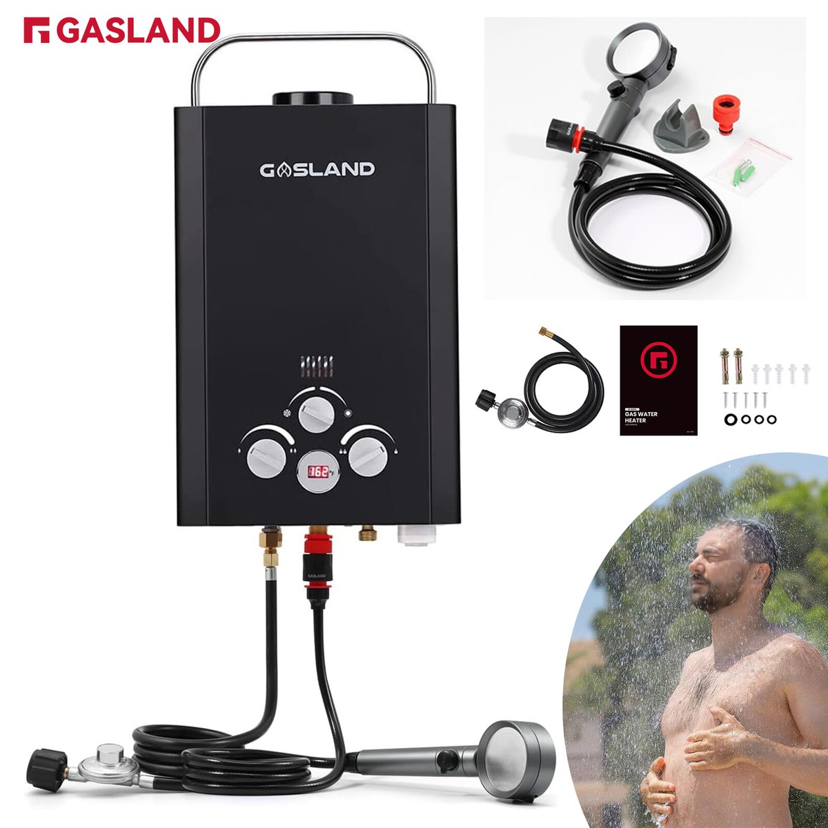 Gasland Portable Gas Water Heater Outdoor Portable Tankless Water