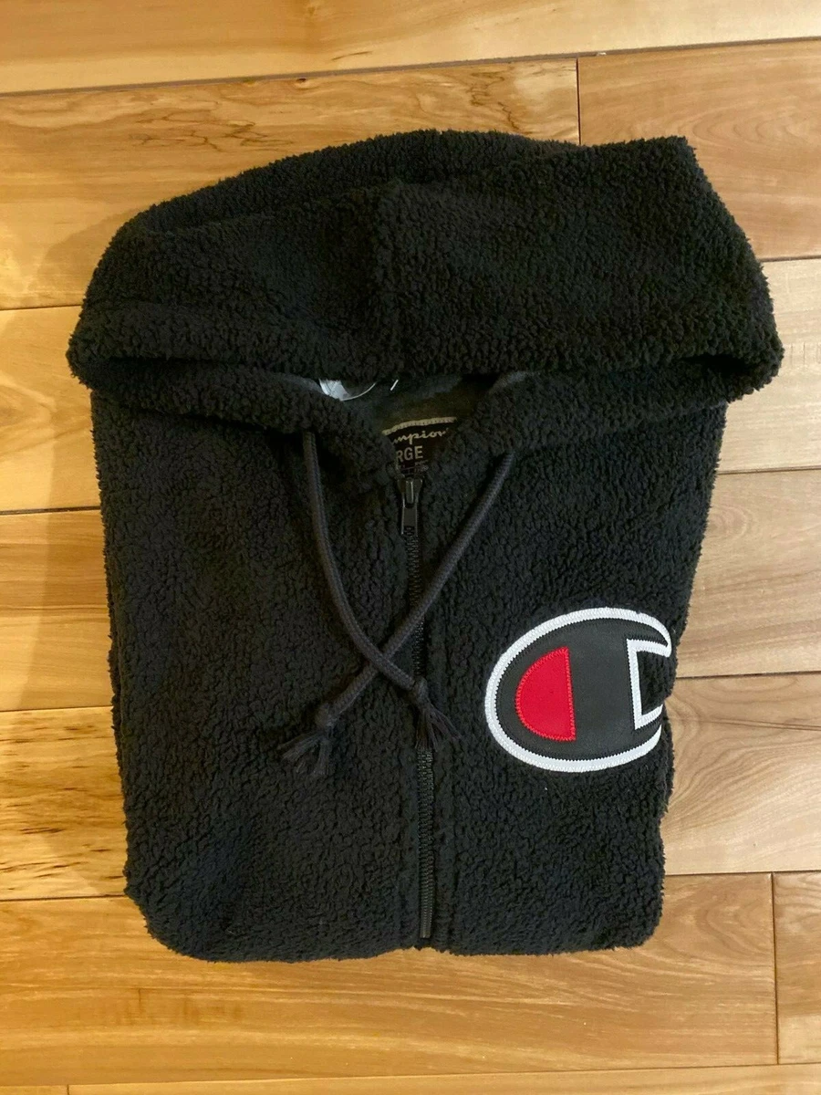 CHAMPION SHERPA PULLOVER HOODIE BLACK C Logo NEW WITH TAGS SZ:S-XL | eBay