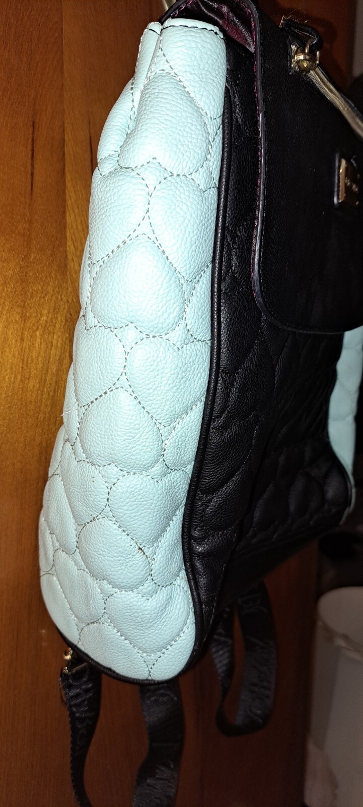 Betsey Johnson Teal Heart Quilted Backpack Adjustable… Gem