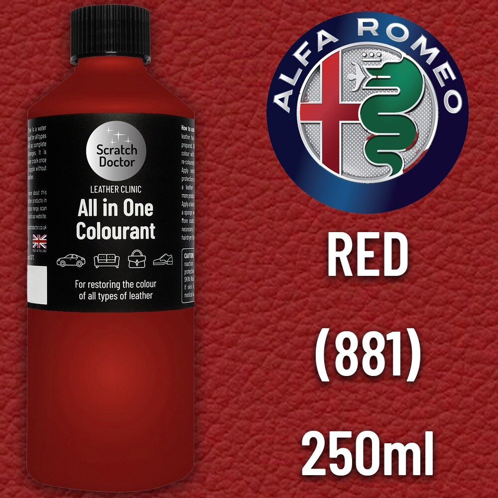 Leather Paint ALFA ROMEO Car Seat RED 881 All in One 250ml Dye for