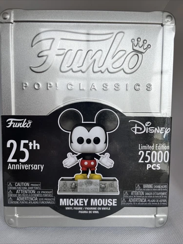 POP CLASSICS MICKEY MOUSE FUNKO 25TH ANNIVERSARY LE25K+Pin Coin Tin Case SEALED!
