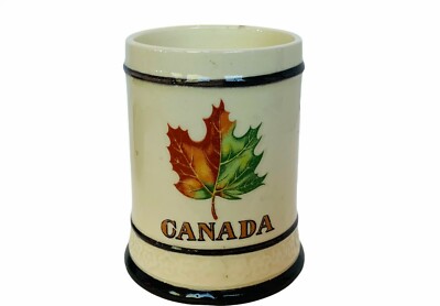 Canada Mug Coffee Cup Glass Vtg Quebec Mounties Mounty Maple Leaf Figurine horse