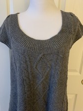 EXPRESS PRETTY GRAY A-LINE COTTON BLEND KNIT CAP SLEEVE DRESS OR TUNIC - SIZE L