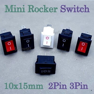 Smallest Rocker Switch 3A Small Mini Rocker Switch Rectangle 10x15mm KCD11-101 250V 2 POS 3 ...