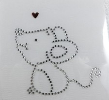 Hotfix Strass Bügelbild  Applikation Mäuschen Maus mit Herz 140208