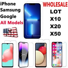 Wholesale Lot 50-Pack Tempered Glass Screen Protector for iPhone/Samsung/Google