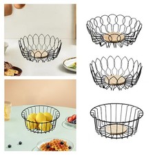 Portafrutta in metallo con base in legno per contenitore da bancone da cucina,