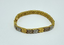 Womans Tri-Color Tone Therapeutic Magnetic Link Bracelet 7.5" No Markings