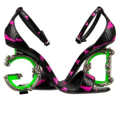 DOLCE & GABBANA DG Baroque Logo Snake High Heel Sandals Pumps