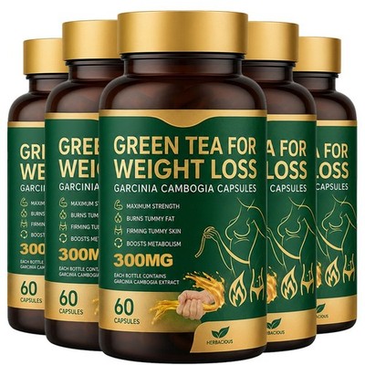 ( 5 Pack ) Green Tea With Garcinia Cambogia Extract Weight Loss Herbal Capsules