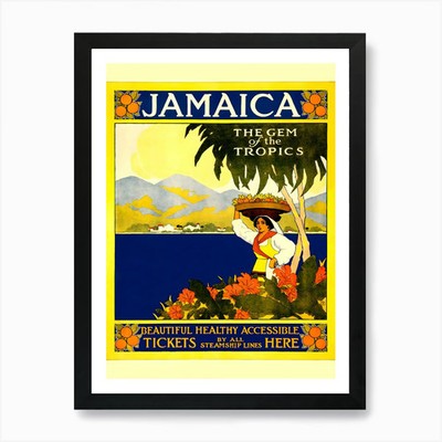 Jamaika das Juwel Tropen Kunstdruck gerahmt Wandbild Poster Leinwanddruck Bild