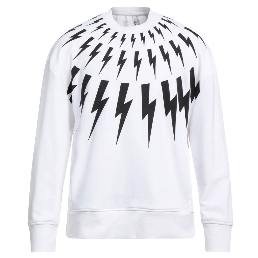 Neil Barrett Fair Isle Thunderbolt Oversize White Sweatshirt 58390₽