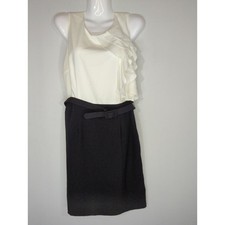 Spense Belted Sheath Black Ivory Sheath Dress Women' 6 NWT Career Office Work
