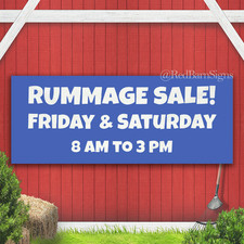 Custom Rummage Sale Indoor Outdoor Banner Sign with grommets