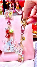 Custom Handmade Resin Clip & Dangle Charm Strawberry Theme - Set Of Two
