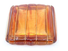 Vintage 1940s Zippo Showgirl Lucite Powder Compact Amber Art Deco Vanity Case