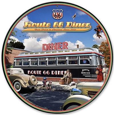 1936 ROUTE 66 DINER Metal Sign 14x14 by Larry Grossman - LG782