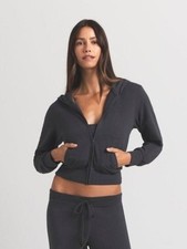 SKIMS Cotton Snug fit Classic ZIP UP HOODIE Onyx Black Large Stretch Basic