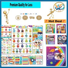 Kids Educational Posters 11-Pack ABC Shapes Days Bright Classroom Decor