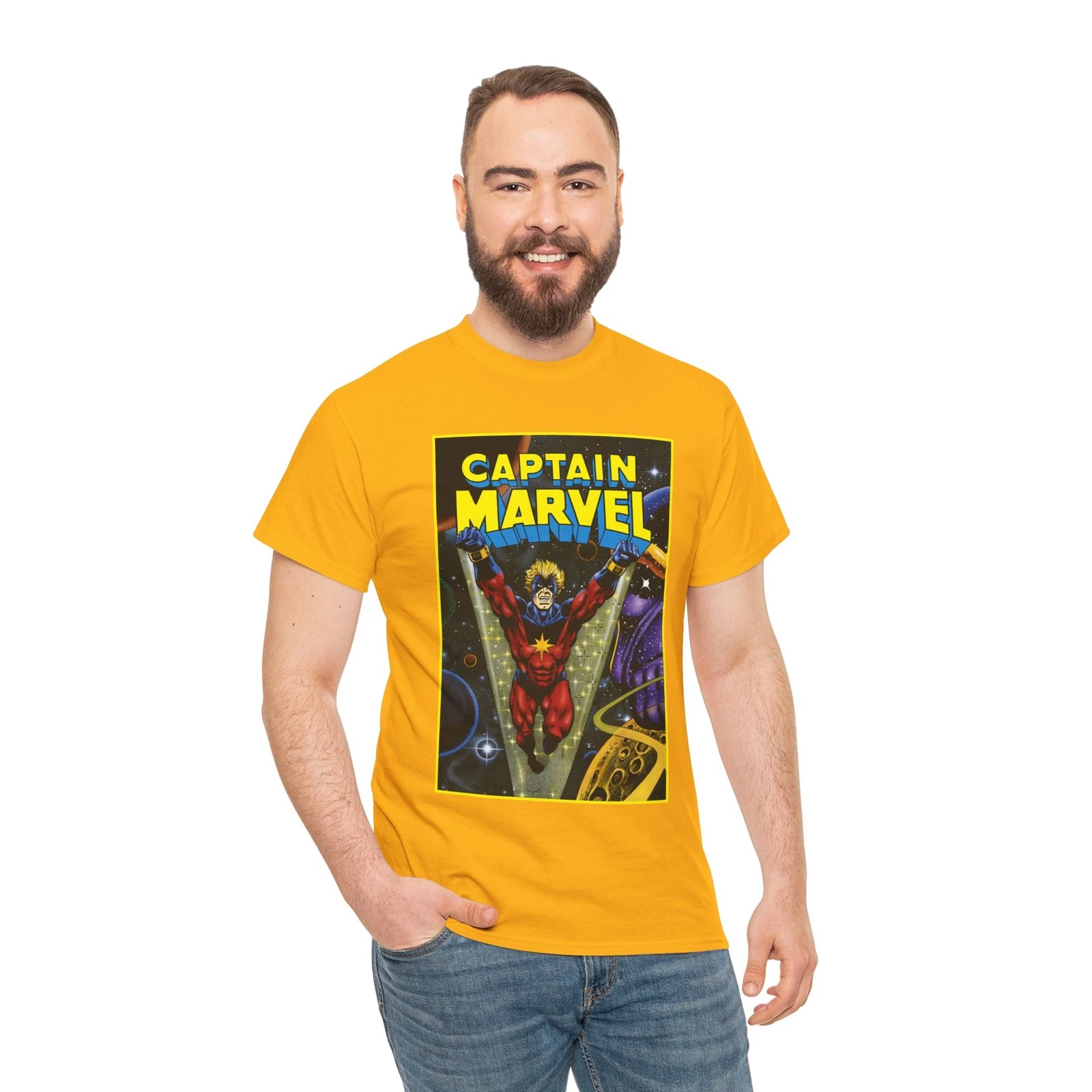 Captain Marvel T-Shirt - Jim Starlin Art - Mar-Vell - Thanos - Marvel Comics