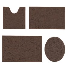 Bathroom Rugs Sets 4 Piece with Toilet Lid Cover, Soft Shaggy Bath Rug Set an...
