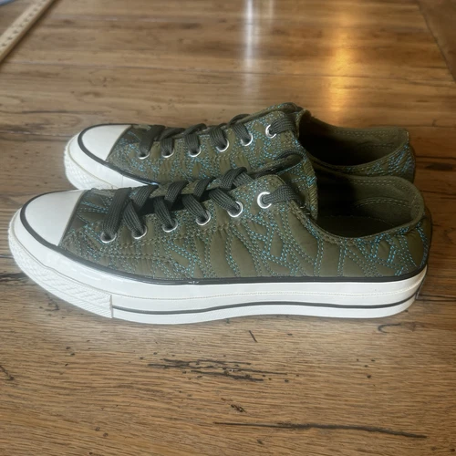Rare Converse Chuck Taylor donna 9.5 muschio scuro 70 basse passerella cavo trapuntato