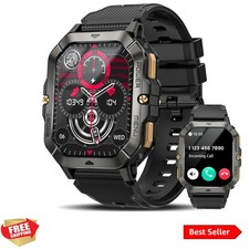 Dual-Function Military Smartwatch: Calls, Fitness Tracking Health Monitoring