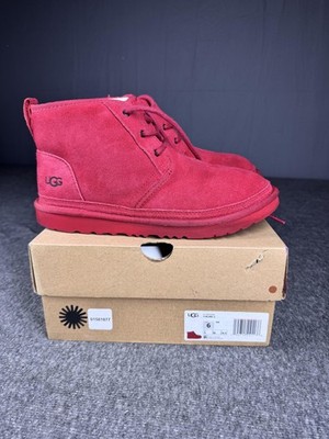 UGG Neumel II Shoes Womens Size 6 Red Suede Lace Up Sheepskin Boots Winter Warm