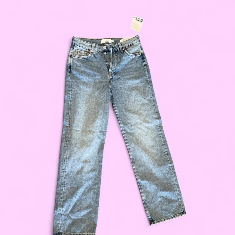 & Other Stories High Rise Light Wash Straight Jeans Organic Cotton 5-Pocket