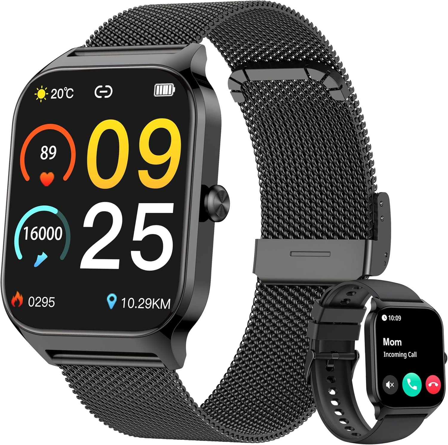 Smartwatch Uomo Donna, 1.85” IA Orologio Pressione Sanguigna, Chiamata Bluetooth