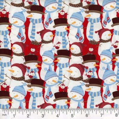 Snow Buddies on Red - Snowmen #B2-1-10  BTY