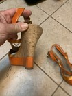 Via Spiga Size 9 Wedge Designer Sandals Orange Leather — photo 6