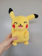 Pikachu Plush 8? Tomy Toy Pokemon Soft Plush Toy Happy Blush Squinting
