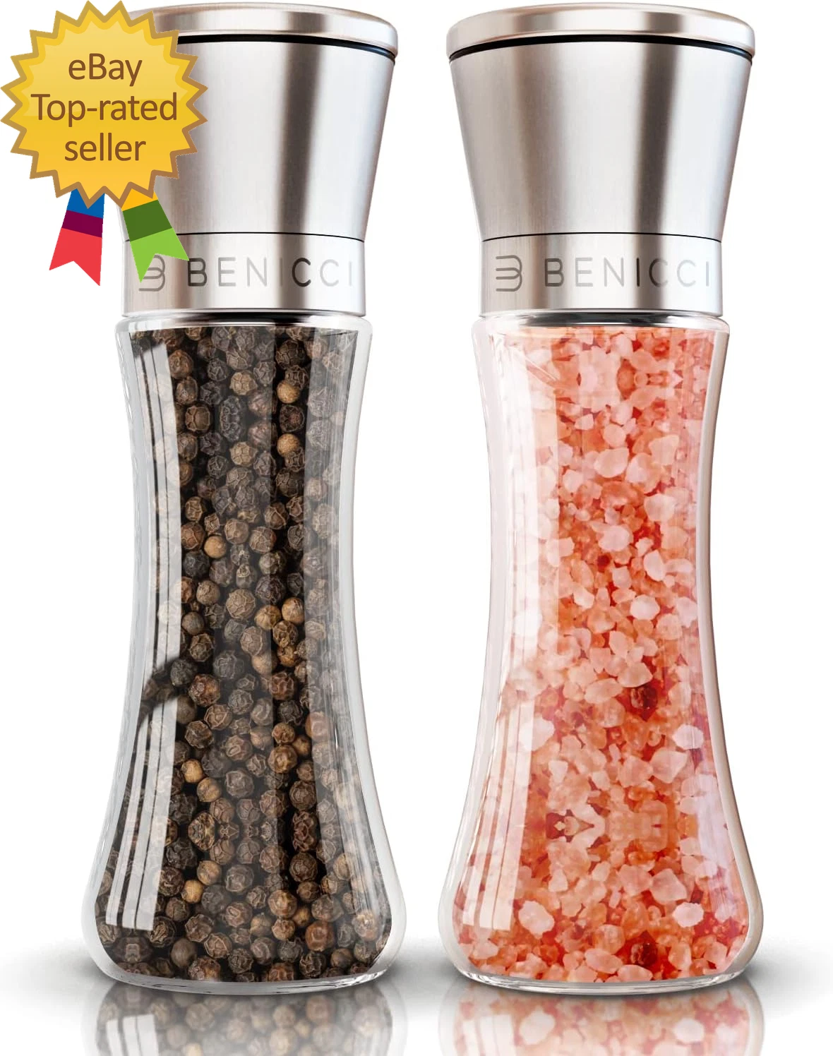 Premium Salt and Pepper Grinder Set of 2 Refillable Stainless Steel Sea Salt