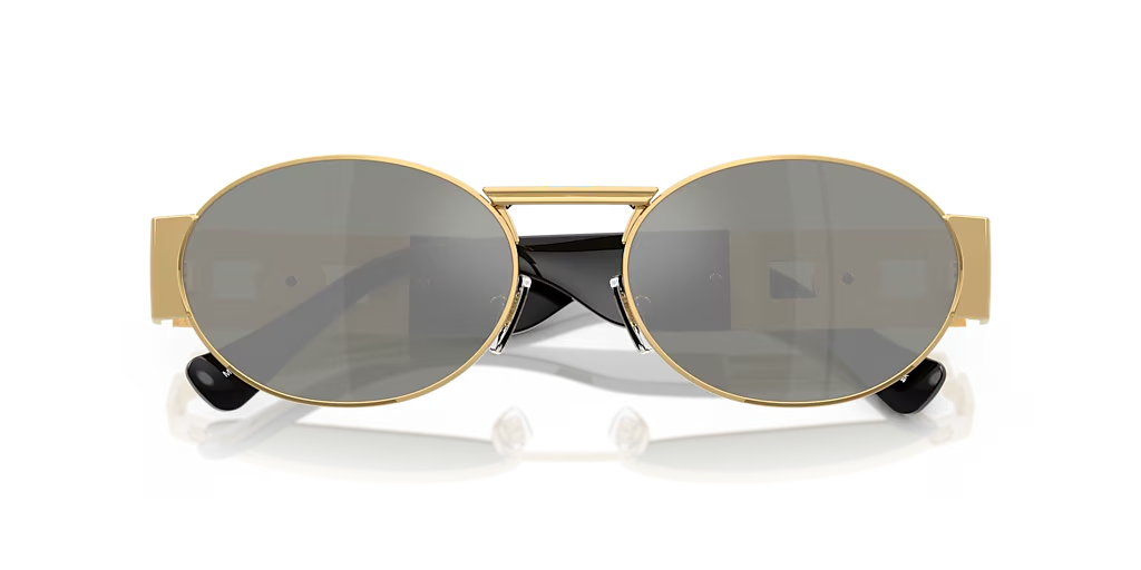 Versace VE2264 100230 Oval Sunglasses – Gold/Green Silver Mirror Versace Green Mirror Silver Oval Unisex Sunglasses VE2264  main image 4
