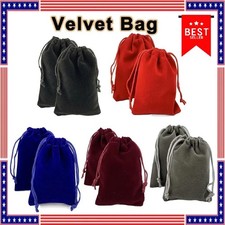 2 Velvet Gift Bags Drawstring Jewelry Pouches Candy Wedding Party Favors - USA
